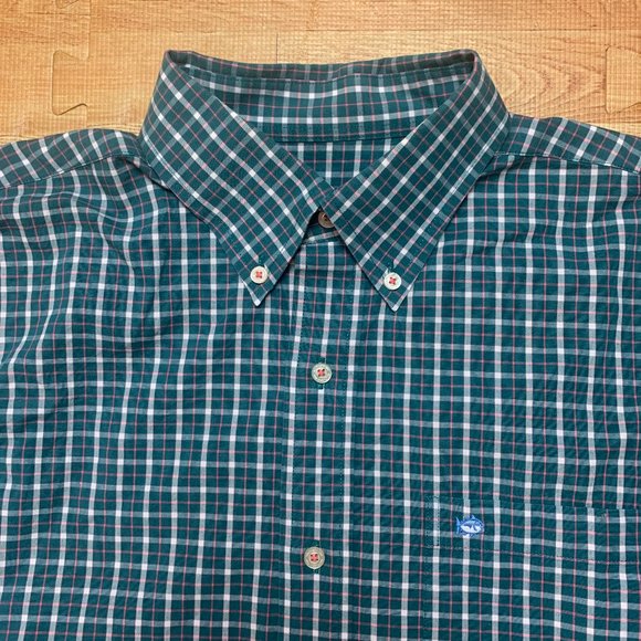 Southern Tide Shirt Green Mens Medium Plaid/Check Long Sleeve Button Down - Picture 2 of 14